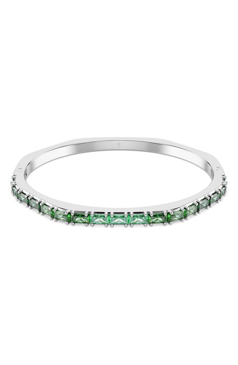 Swarovski Matrix Swarovski<sup>®</sup> Cubic Zirconia Bangle, Main, color, Silver/ Green