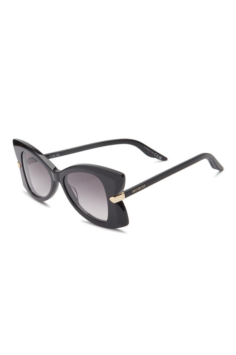 'DiorButterfly S1I 51mm Gradient Butterfly Sunglasses, Alternate, color, SHINY BLACK / GRADIENT SMOKE