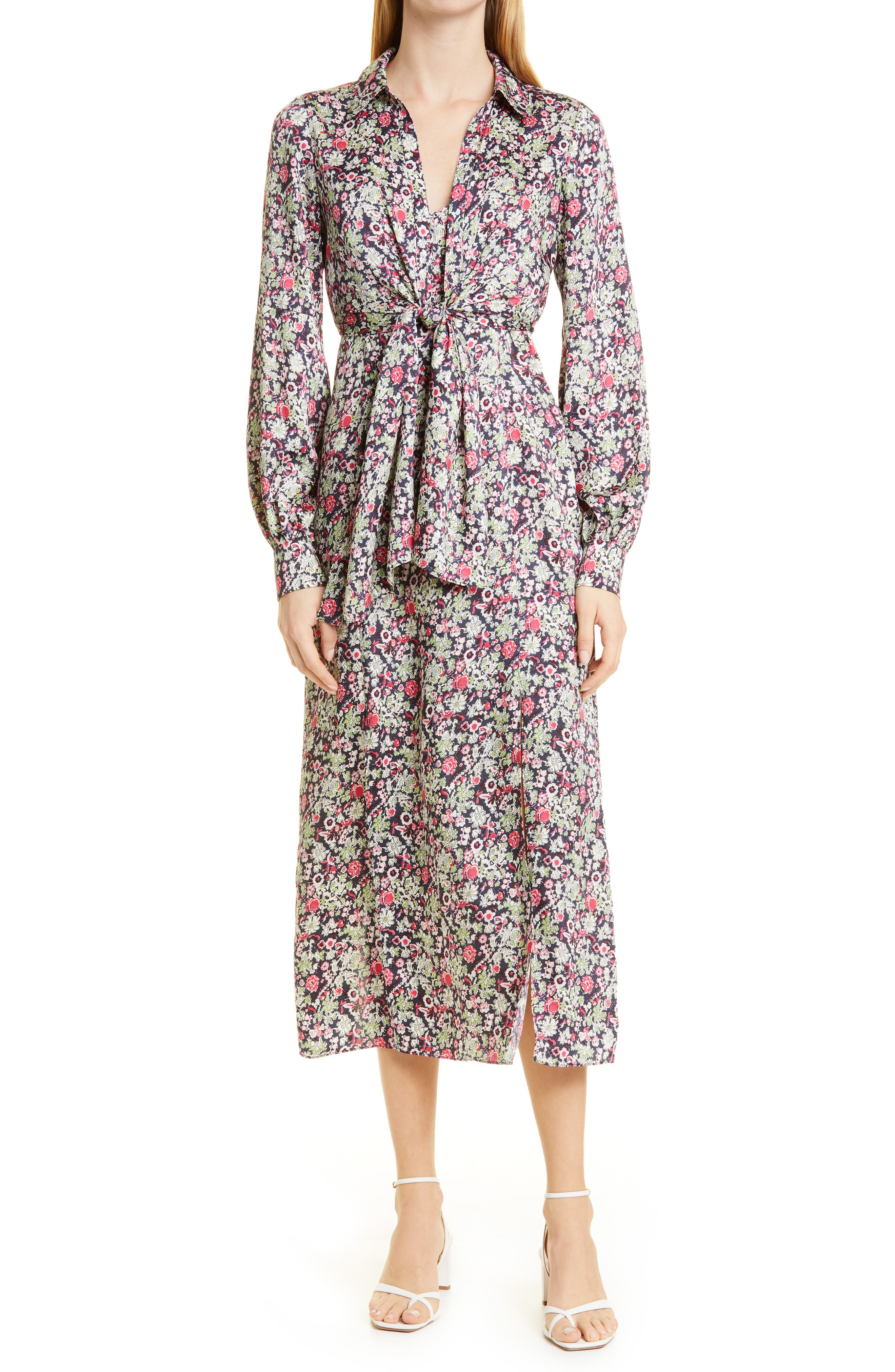 Cinq à Sept Quin Floral Print Long Sleeve Dress