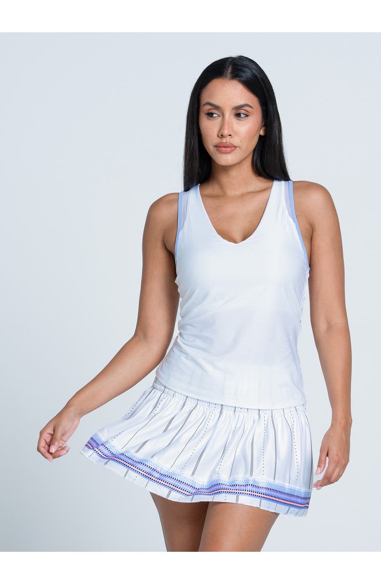 Lucky in Love Shimmer V-Neck Tank w/Bra, Main, color, White