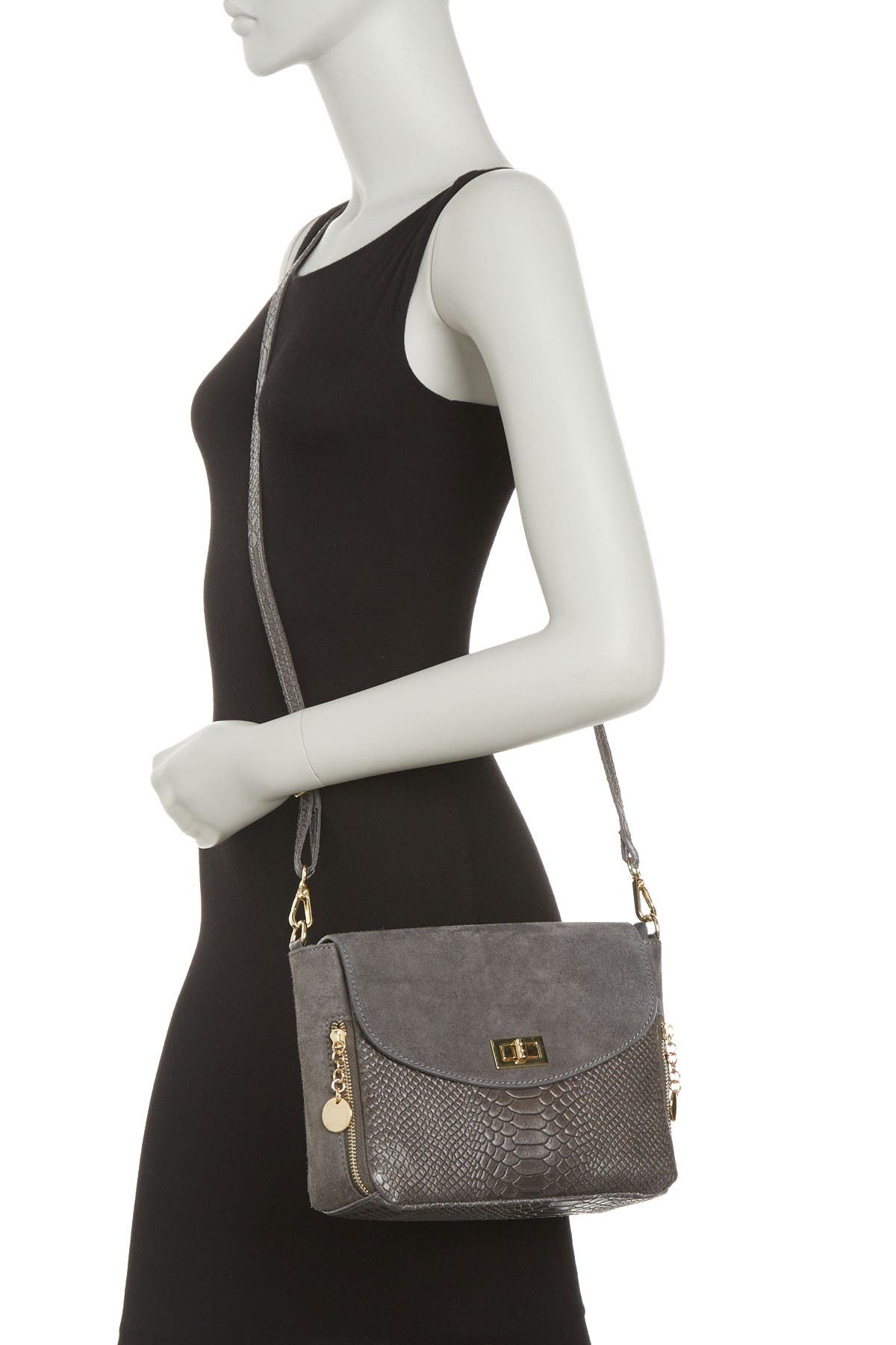 CHRISTIAN LAURIER Acil Alligator Embossed Leather & Suede Box Crossbody Bag, Alternate, color, 