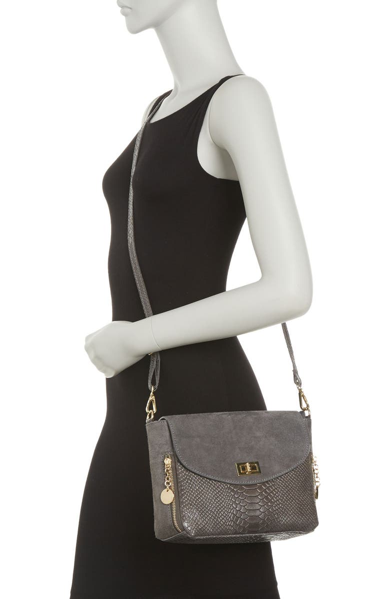CHRISTIAN LAURIER Acil Alligator Embossed Leather & Suede Box Crossbody Bag, Alternate, color,