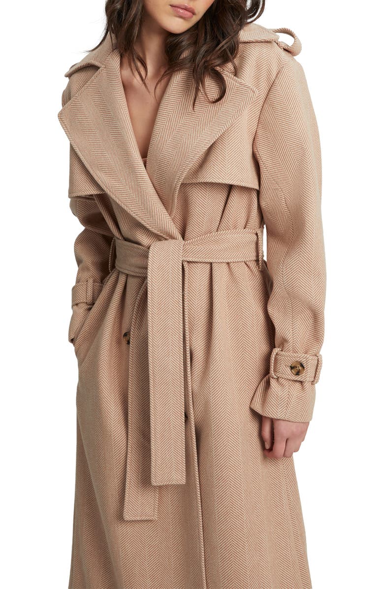 Bardot Oversize Herringbone Trench Coat, Alternate, color, 