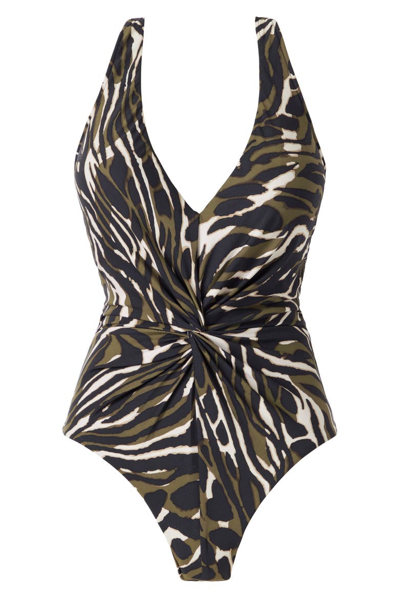 Safari Sands Drew Strappy One-Piece Swimsuit, Alternate, color, BLACK/ MULTI