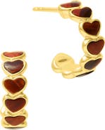 Jan Leslie Sterling Gemstone Heart Earring with Gold Vermeil