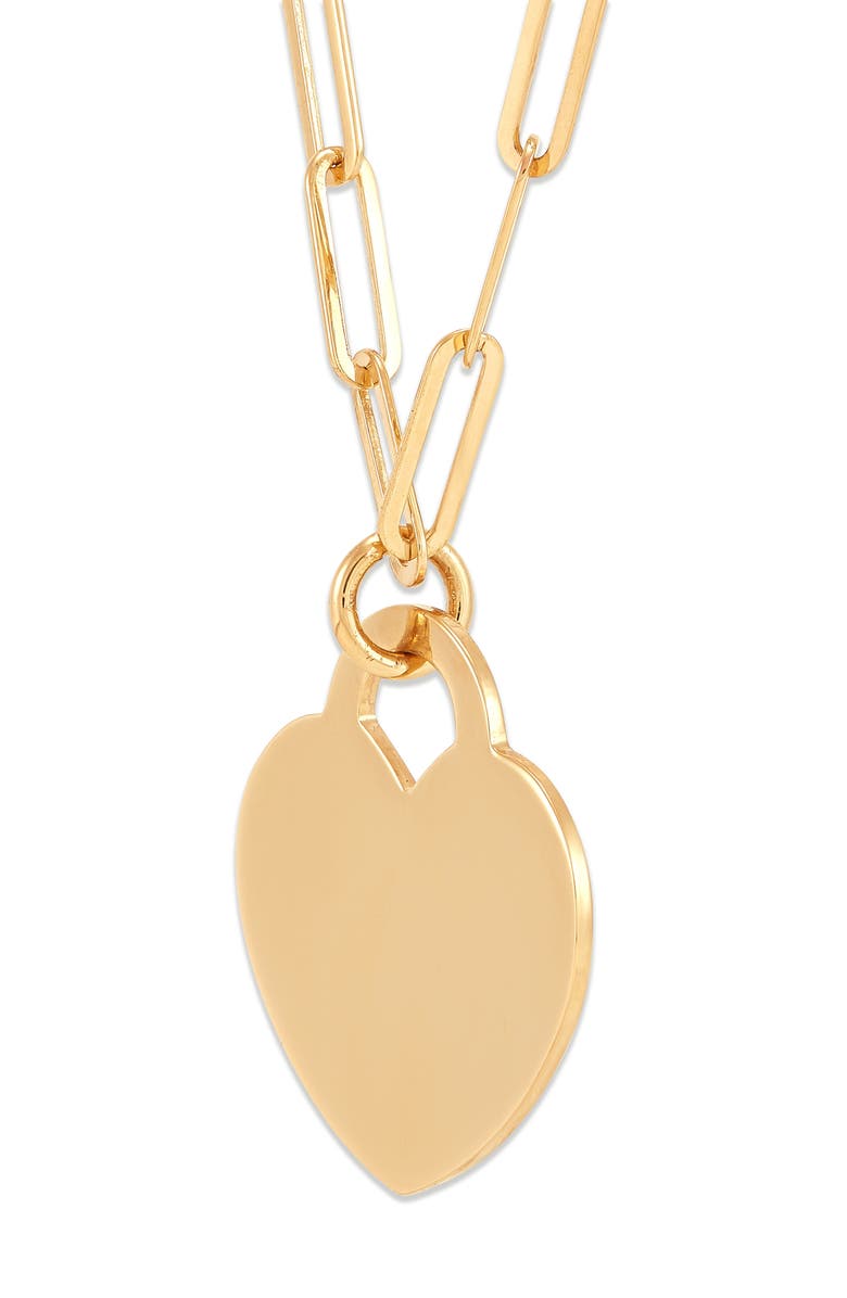 Frankie & Zoe Paper Clip Chain & Heart Pendant Necklace, Alternate, color, Yellow Gold