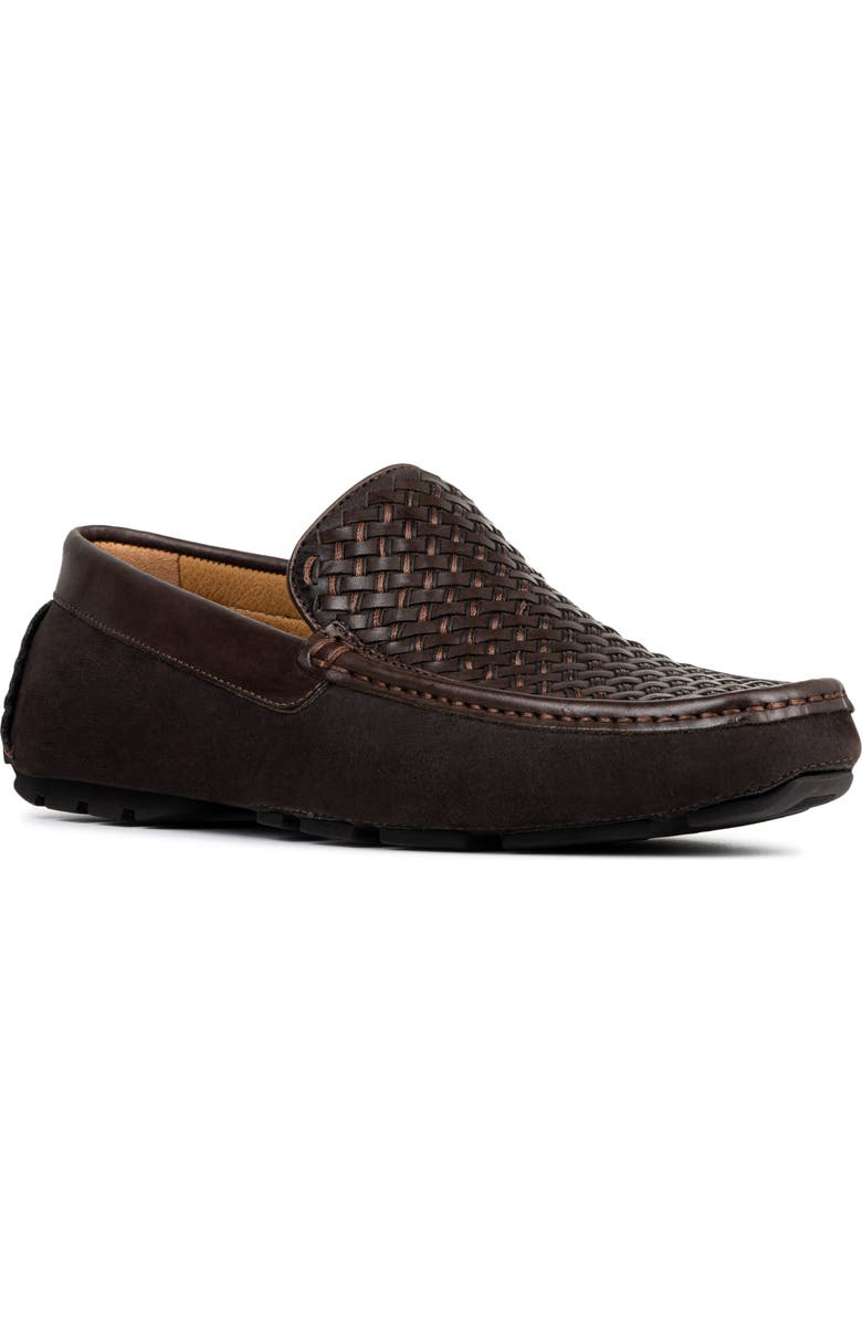 Donald Pliner Damiano Woven Moc Toe Loafer, Main, color, Dark Brown/ Dark Brown