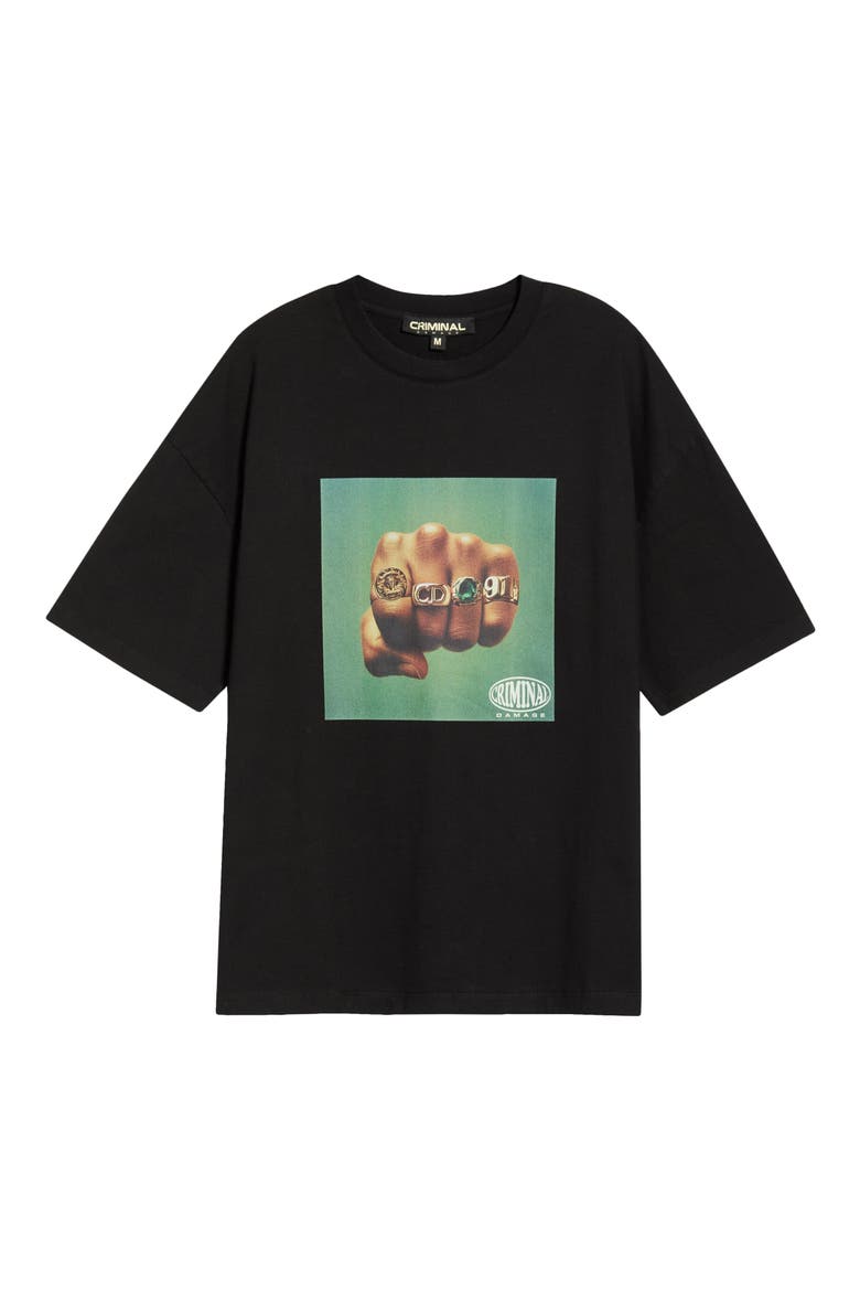Fist of Gold Crewneck T-Shirt, Alternate, color, BLACK