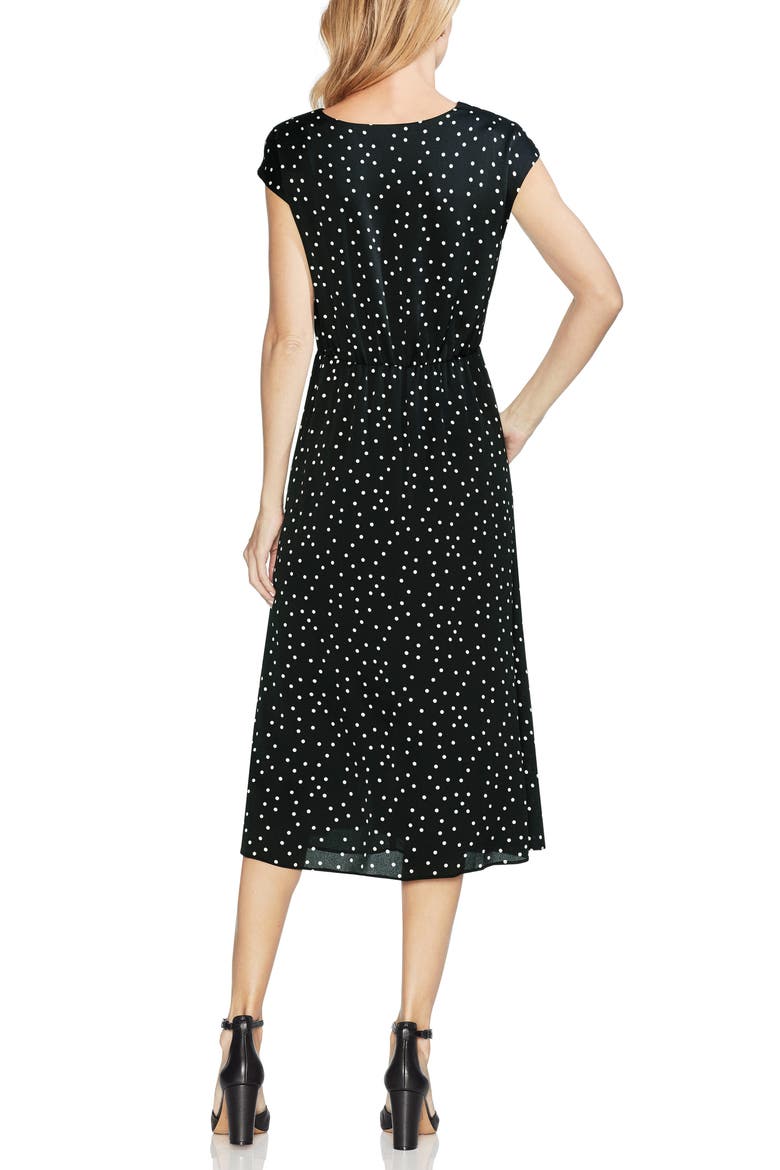 Polka Dot Midi Dress, Alternate, color, RICH BLACK