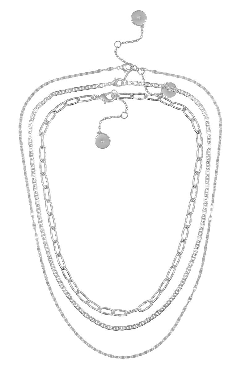Vince Camuto Set of 3 Chain Necklaces, Alternate, color, Silver Tone