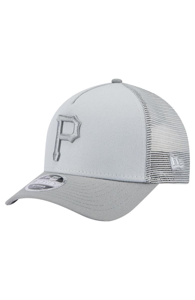 New Era Men's New Era Gray Pittsburgh Pirates Color Pack A-Frame 9FORTY Trucker Adjustable Hat, Main, color, 