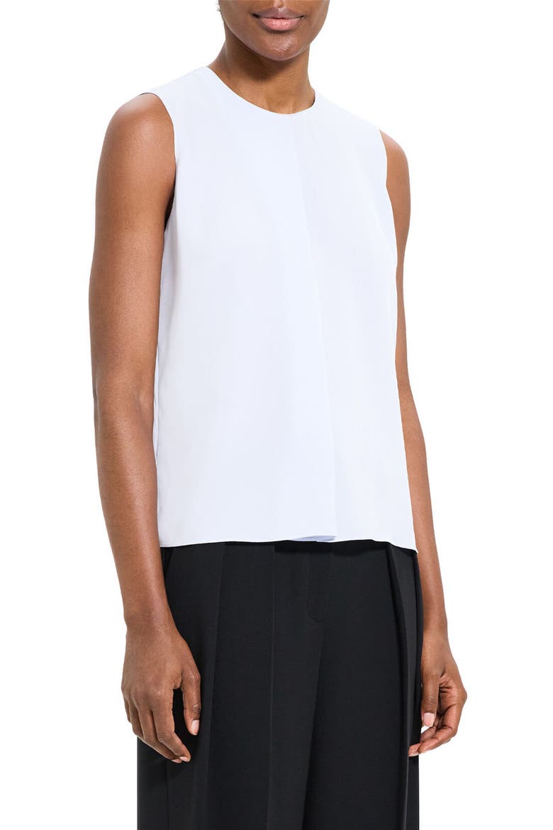 Flap Detail Sleeveless Silk Shell, Alternate, color, ICE