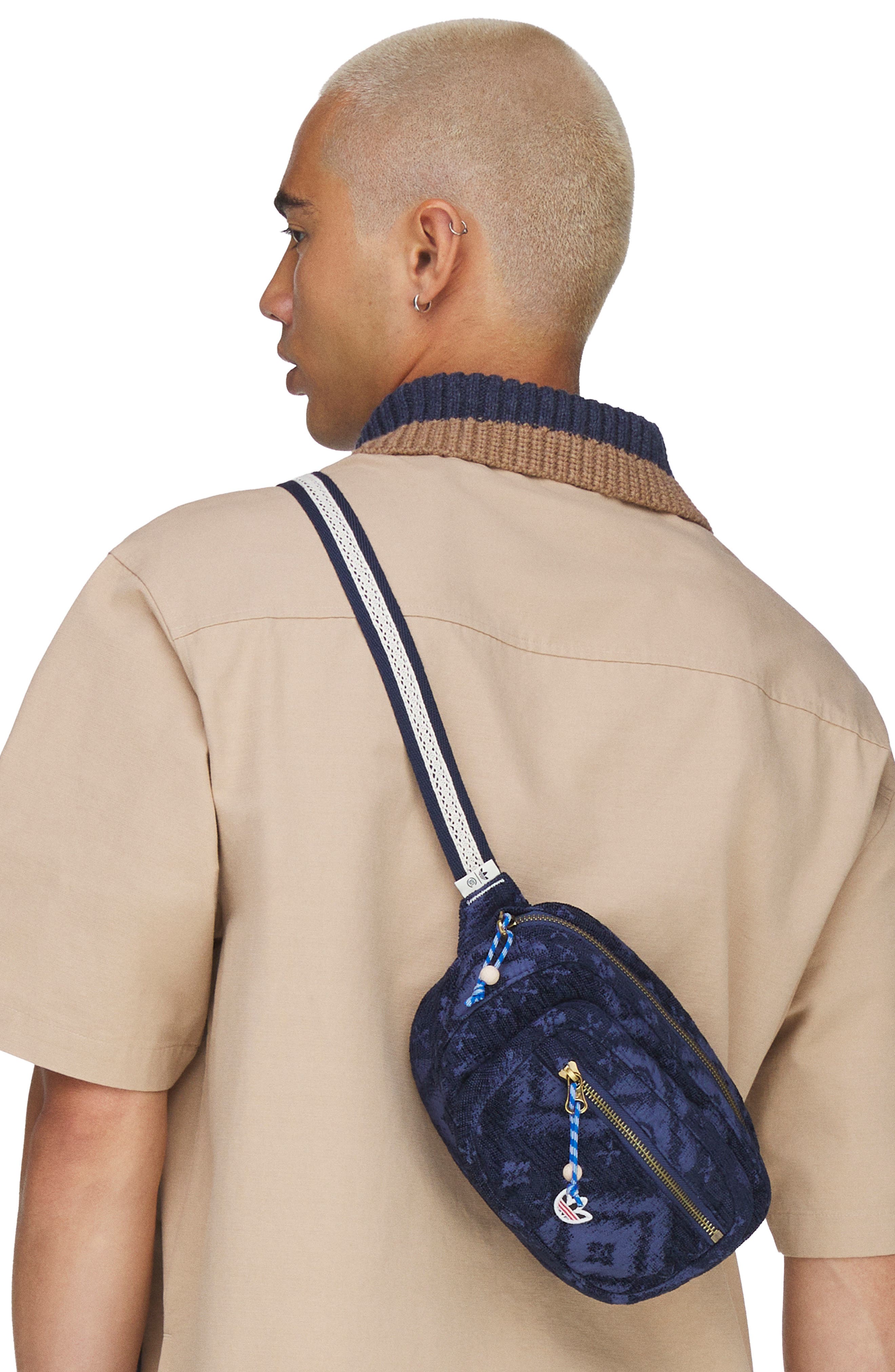 adidas Originals x CLOT Ikat Jacquard Belt Bag, Alternate, color, Night Indigo/ Tech Indigo