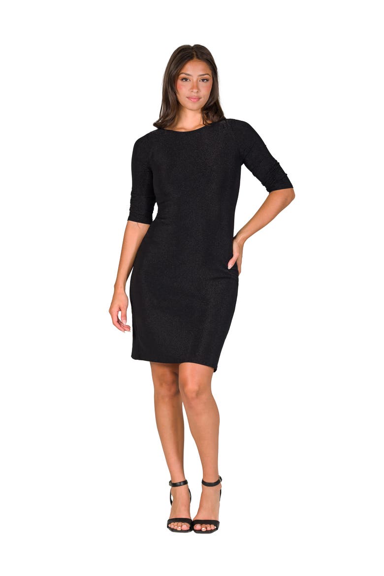 Elbow Length Sleeve Shimmer Bodycon Mini Party Dress, Main, color, Black