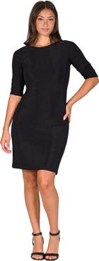 24seven Comfort Apparel Elbow Length Sleeve Shimmer Bodycon Mini Party Dress