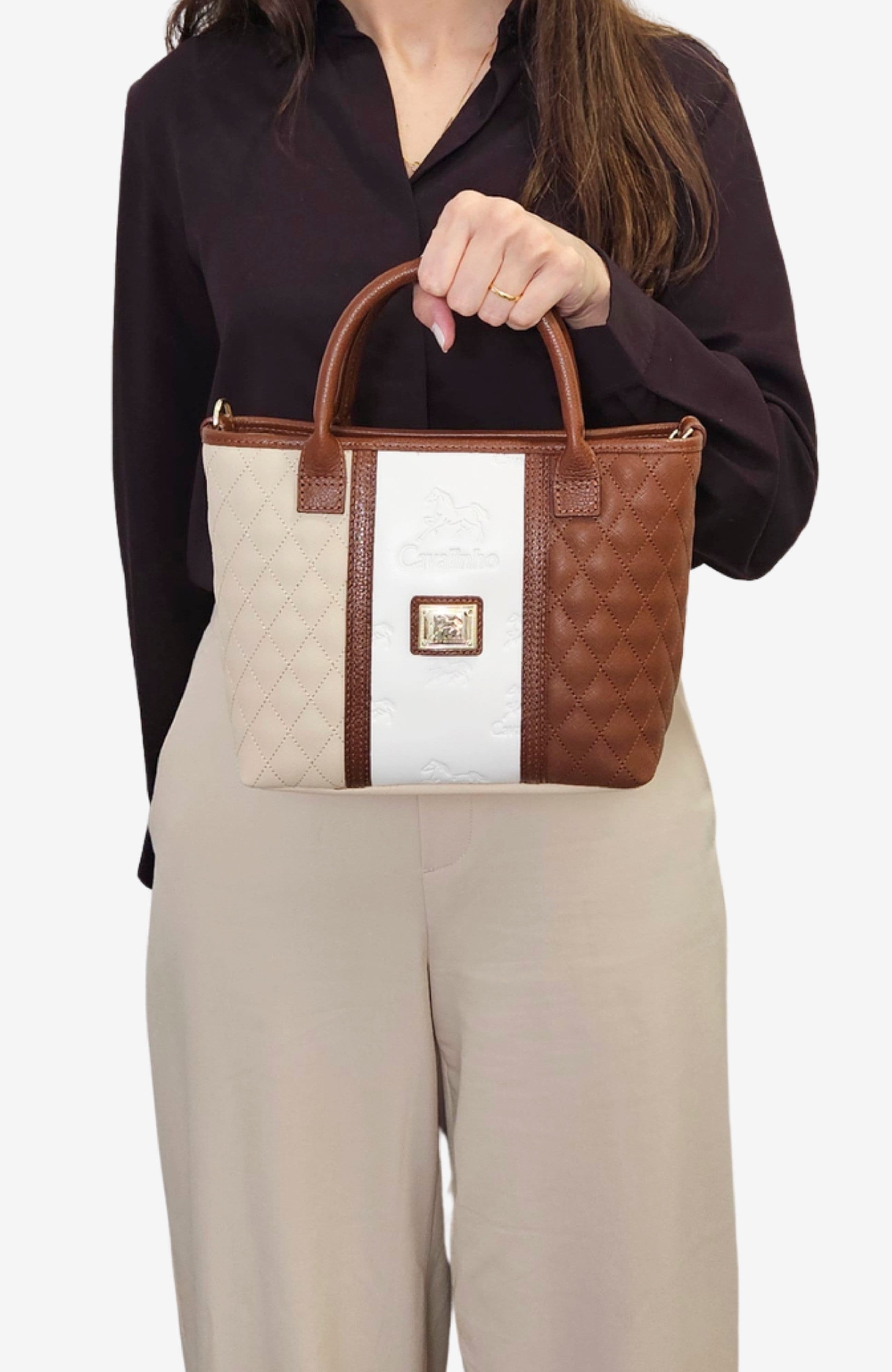 Sublime 243 Mini Handbag, Alternate, color, Camel Brown / Beige / White