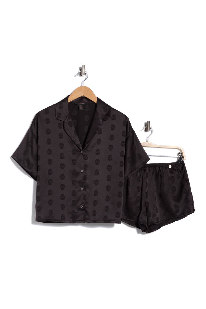 Ozzy Skull Jacquard Short Pajamas, Main, color, BLACK