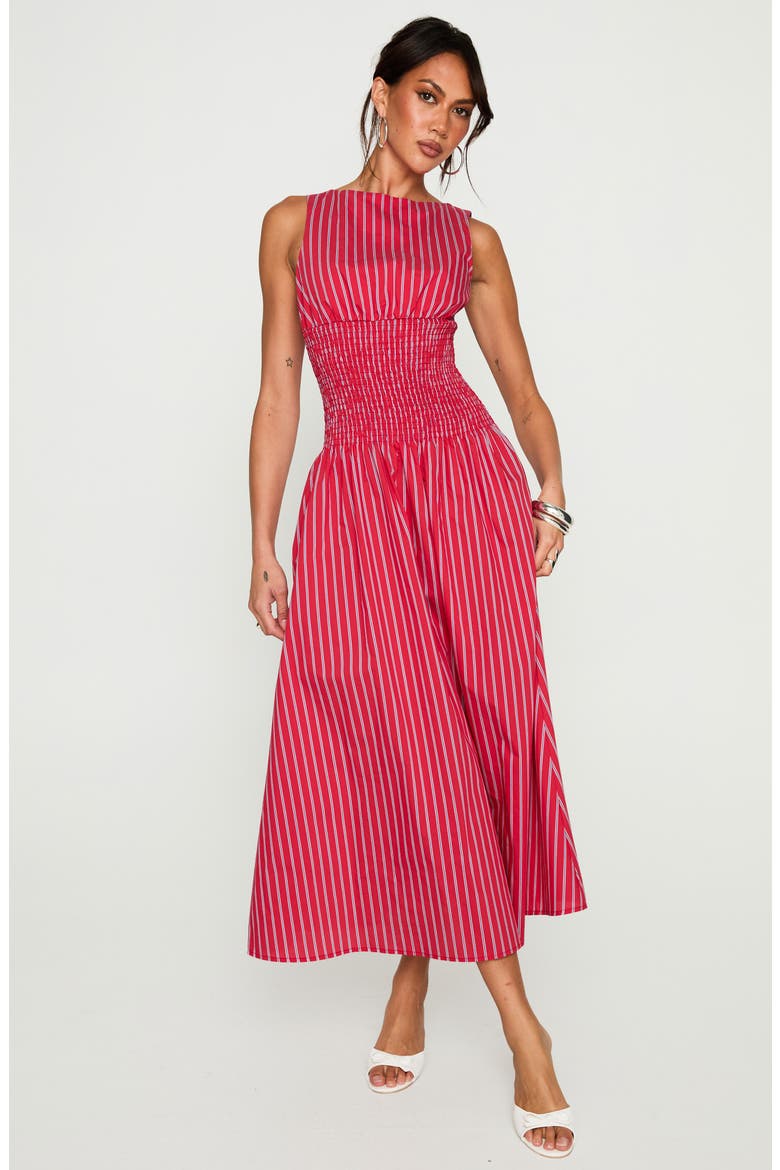 Lilienne Stripe Cotton Blend Poplin Dress, Alternate, color, RED STRIPE