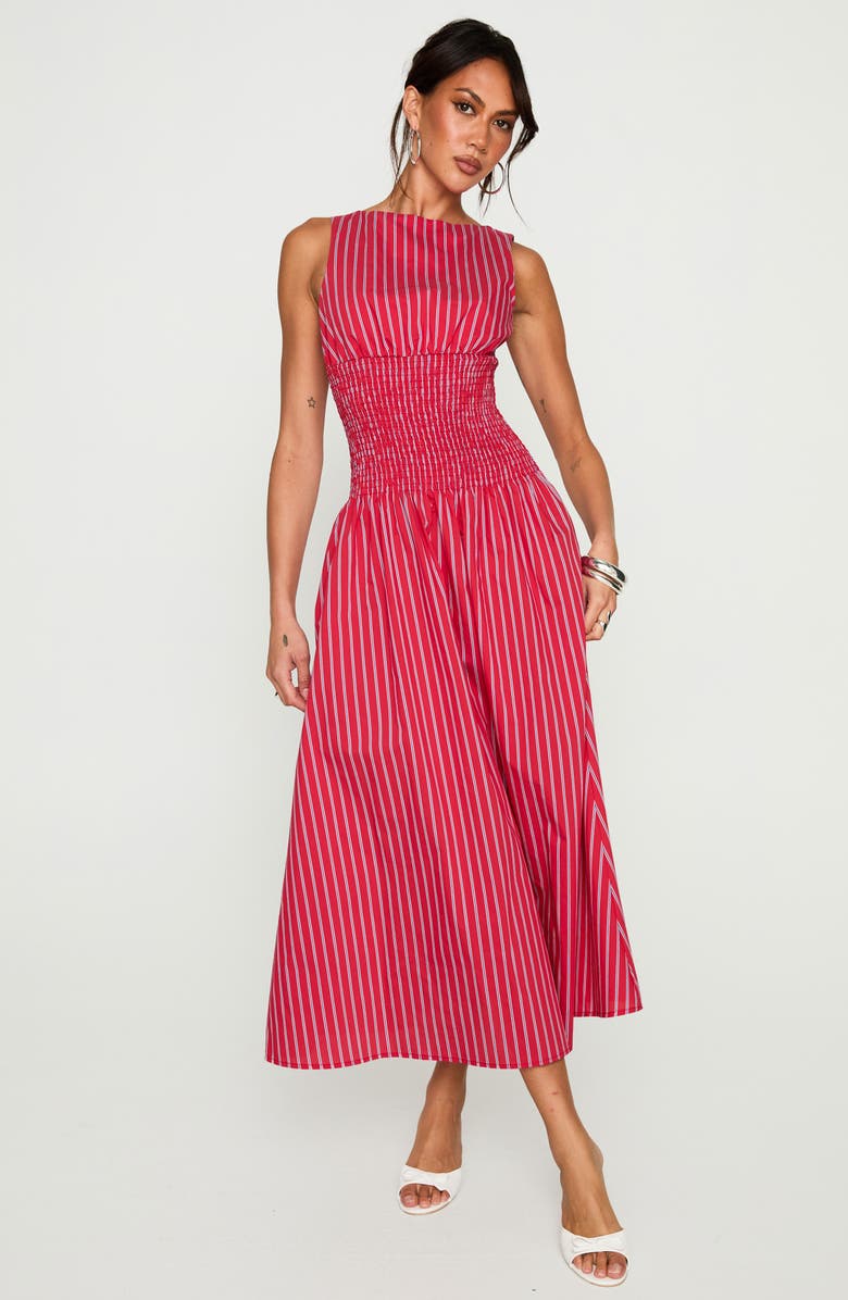 Princess Polly Lilienne Stripe Cotton Blend Poplin Dress, Alternate, color,