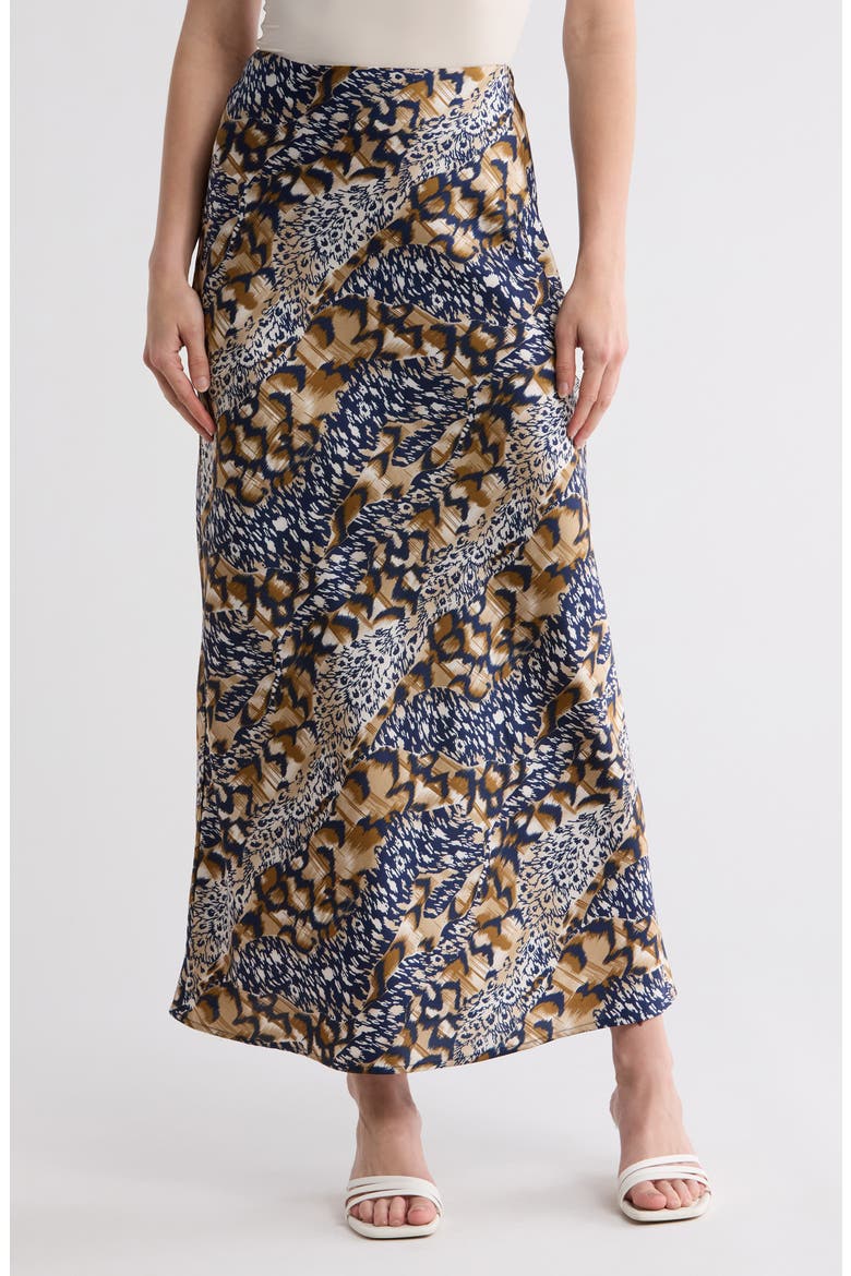 Animal Print Maxi Skirt, Main, color, NAVY/ BLACK