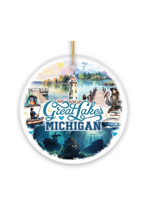 Great Lakes Michigan Lighthouse Ornament - Version 1