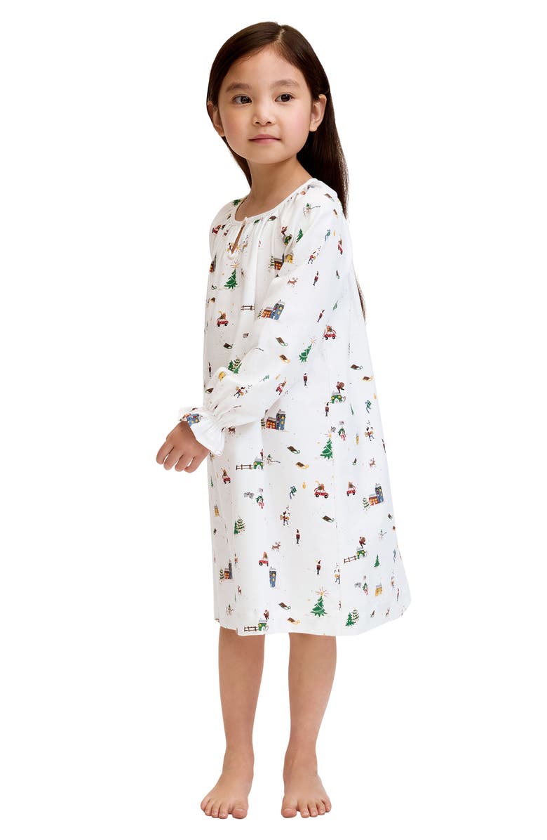 Petite Plume Kids' Delphine Holiday Town Cotton Blend Nightgown, Alternate, color, White