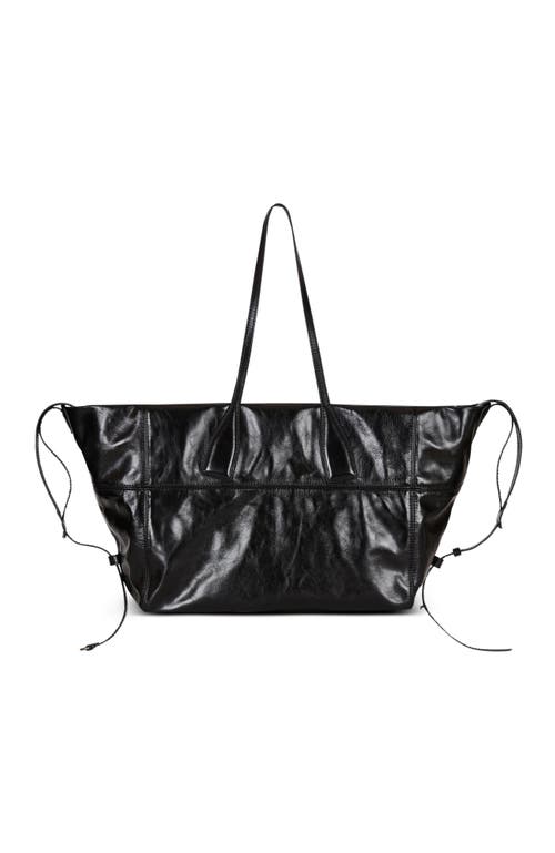 Balmain Track Zips Calfskin Tote Bag In Black