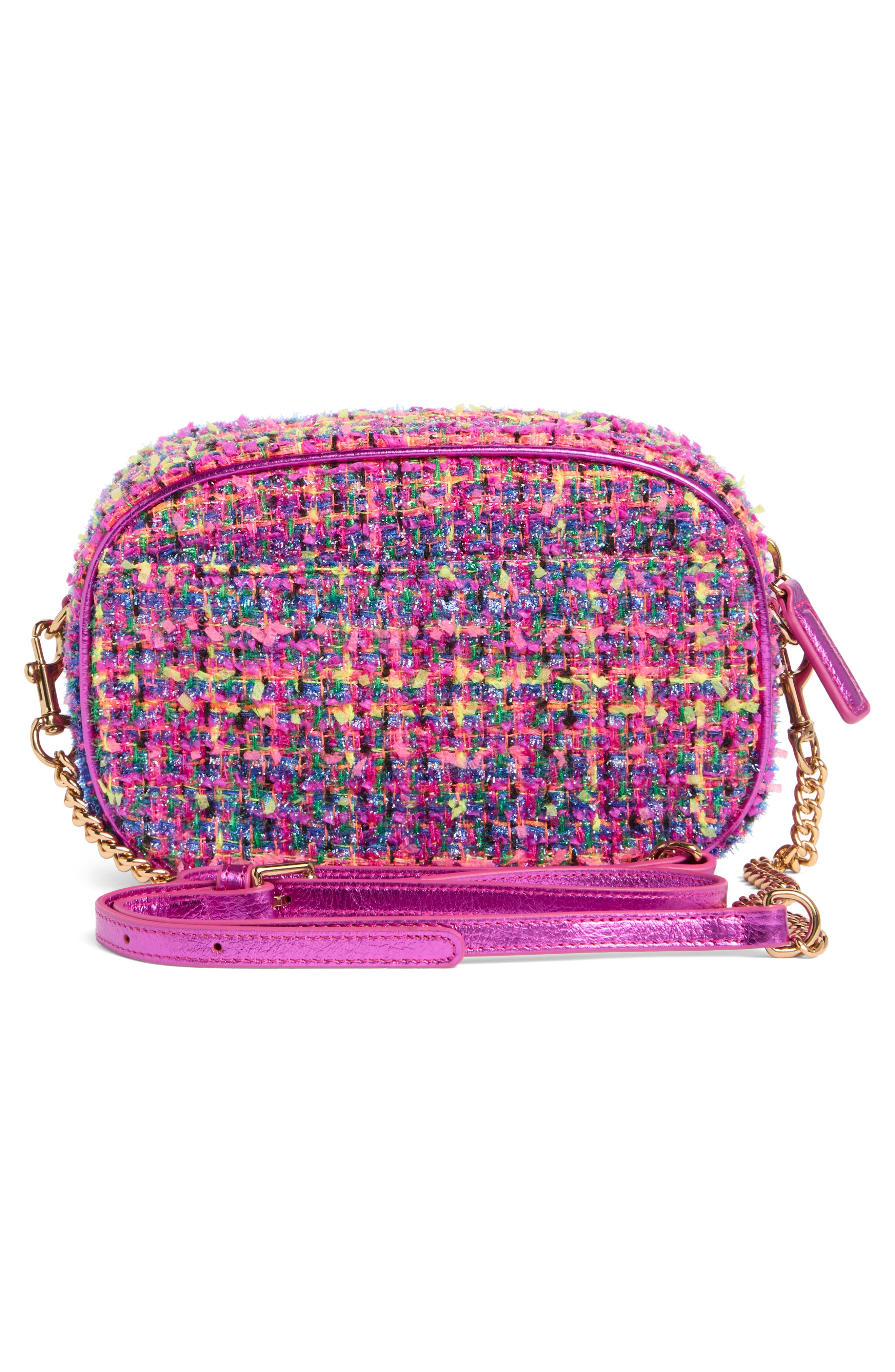 Kurt Geiger London Tweed Chiswick Camera Crossbody Bag, Alternate, color, Open Pink