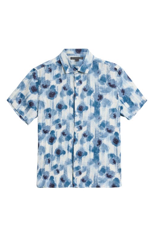 John Varvatos Sean Short Sleeve Button-up Shirt In Fountain Heather