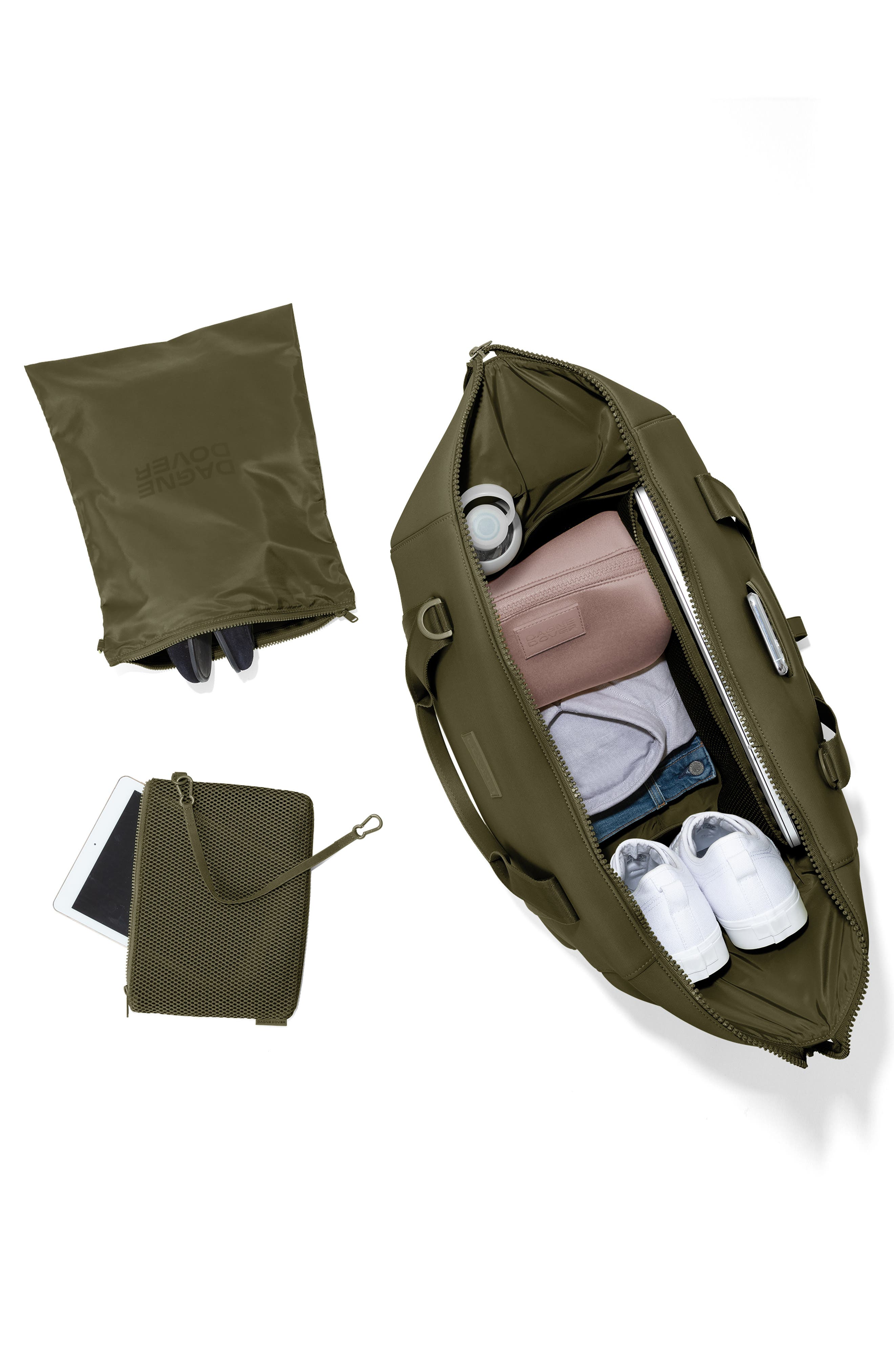 Landon Extra Large Neoprene Carryall, Alternate, color, DARK MOSS