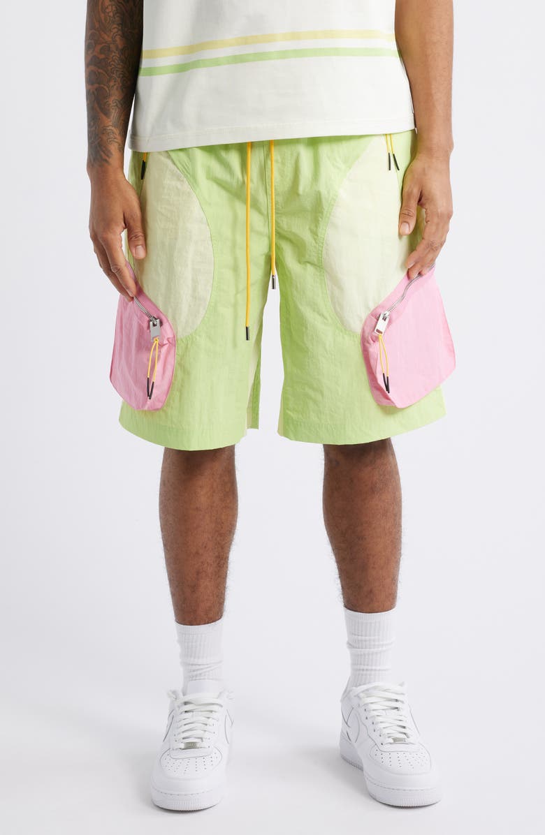DIET STARTS MONDAY Nylon Colorblock Cargo Shorts, Main, color, 
