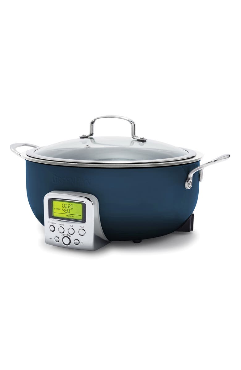 GreenPan Elite 6-Quart Essential Smart Skillet, Main, color, Oxford Blue