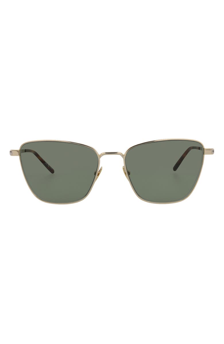 Saint Laurent 57mm Cat Eye Sunglasses, Main, color, Gold Gold Green