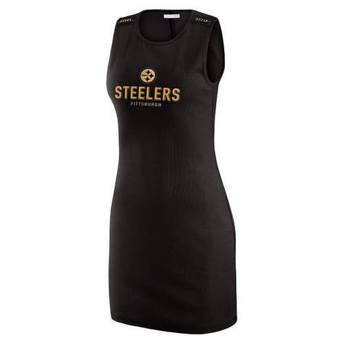 Wear By Erin Andrews X Gracie Hunt Black Pittsburgh Steelers Ribbed Tank Dress In Black