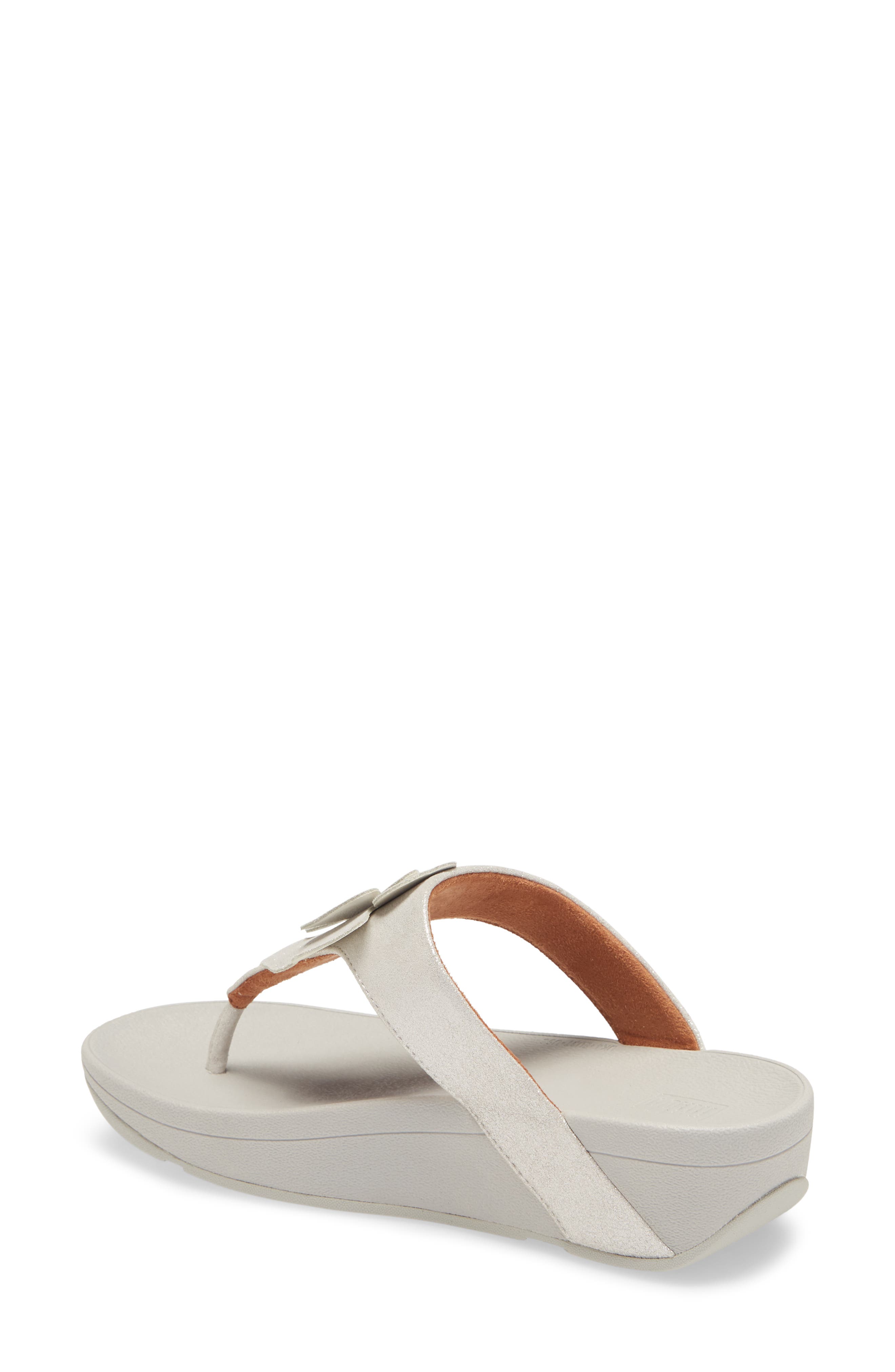Lottie Crystal Flower Wedge Flip Flop, Alternate, color, SILVER LEATHER