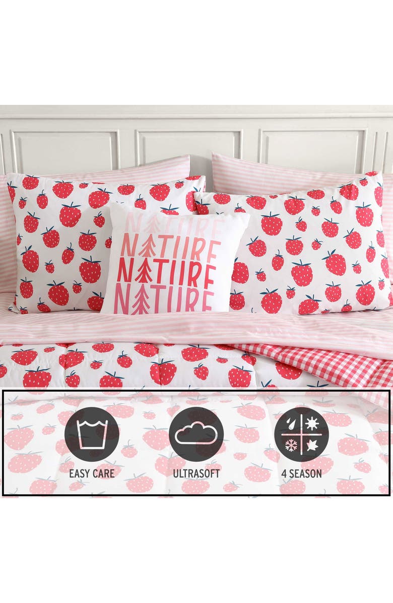 Eddie Bauer Kids' Strawberry Field 3-Piece Comforter Set, Alternate, color, White/ Rose Pink/ Dusty Green