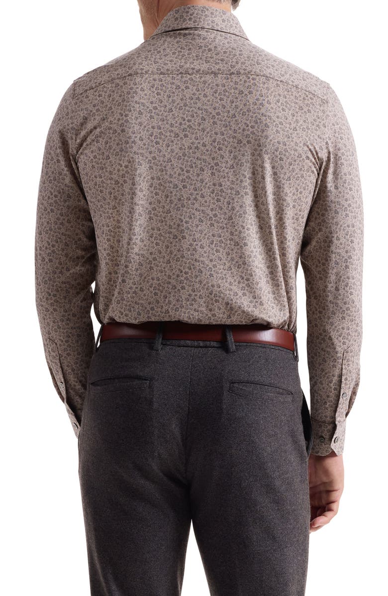 Bugatchi James OoohCotton<sup>®</sup> Floral Twill Button-Up Shirt, Alternate, color, Sand