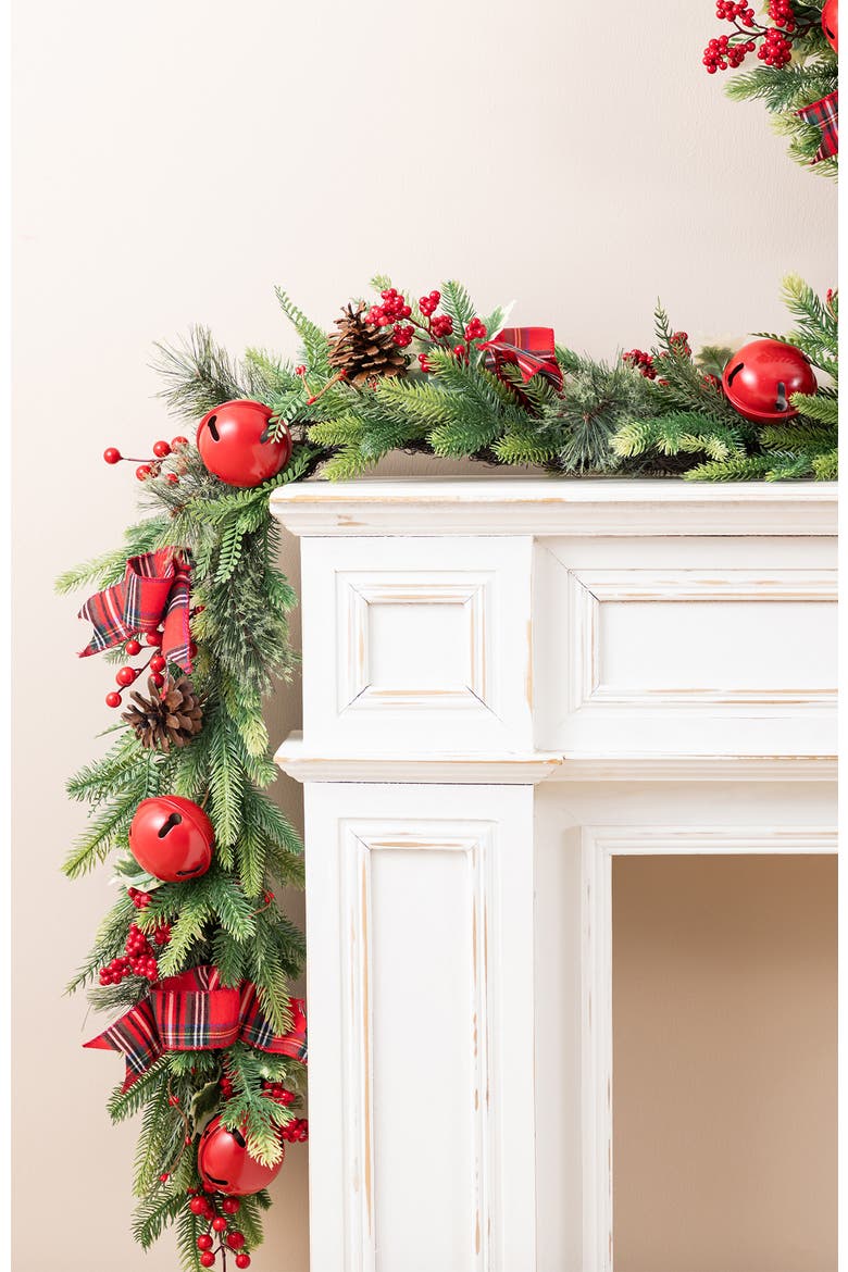 6ft Christmas Berry & Pinecone Floral Garland, Alternate, color, Red