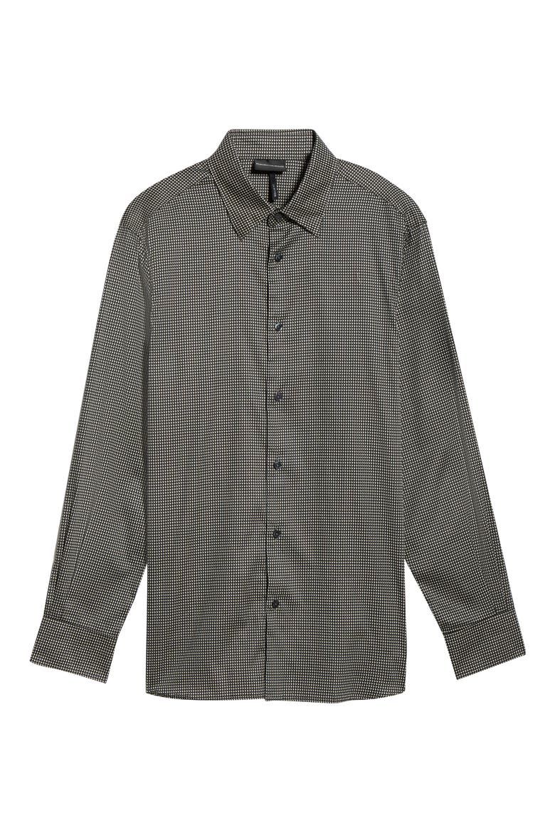 Bird's Eye Stretch Button-Up Shirt, Alternate, color, SOLID BLACK