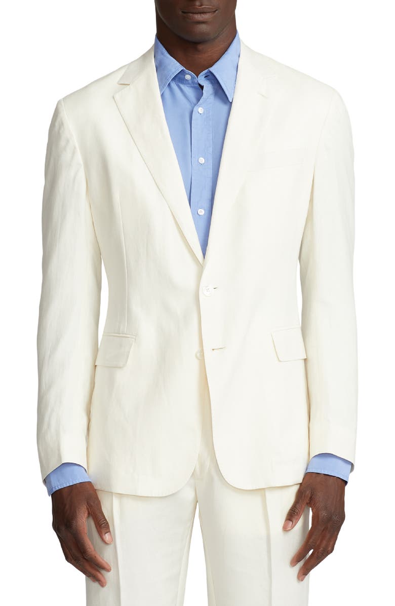 Ralph Lauren Purple Label Hadley Silk & Linen Canvas Sport Coat, Main, color, Classic Cream