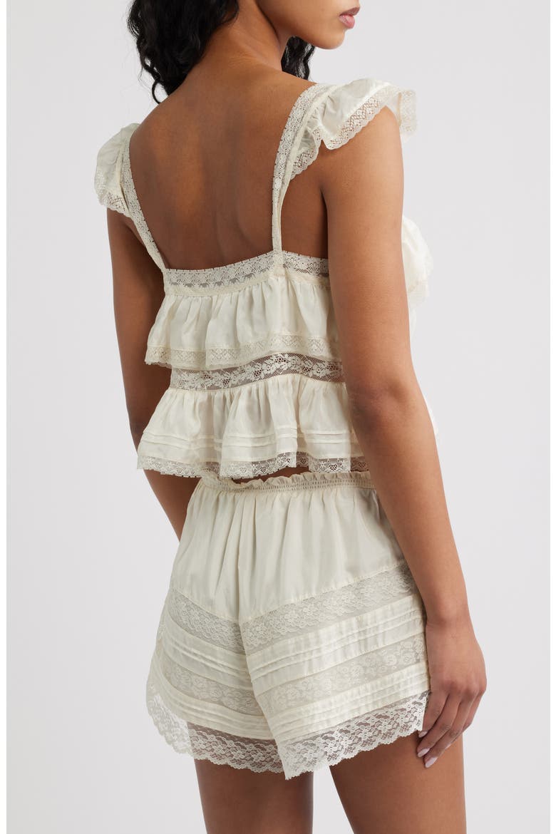 Linata Lace Trim Silk Top, Alternate, color, IVORY