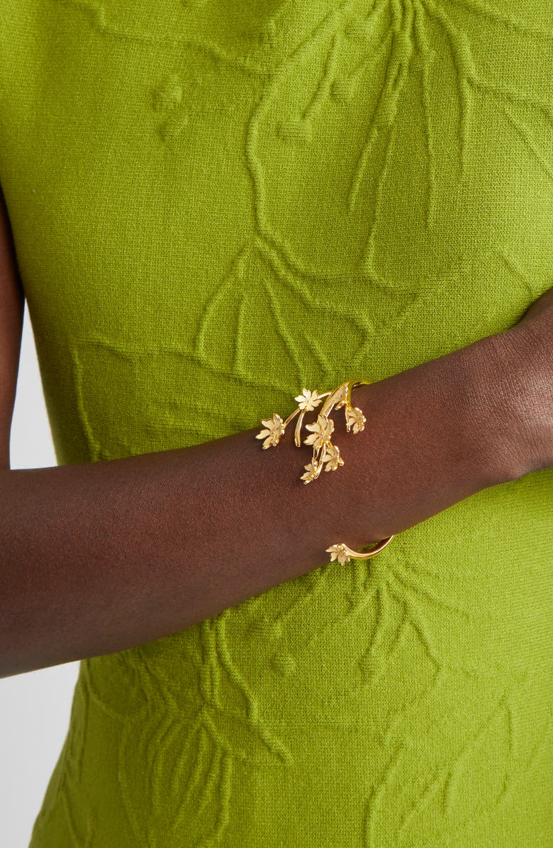 Oscar de la Renta Cherry Blossom Cuff Bracelet, Alternate, color, Yellow