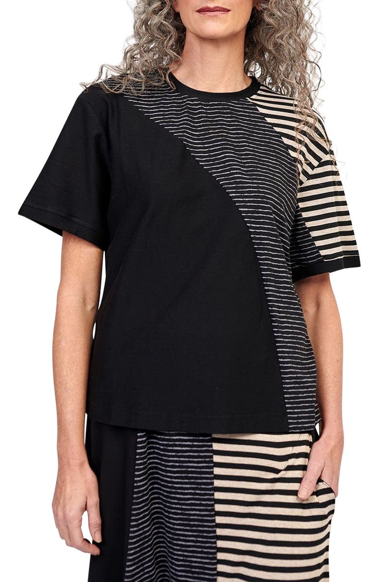 Alembika Sphere patchwork design crew neck tee, Main, color, 