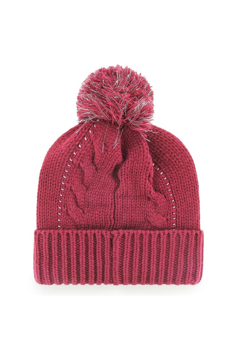 Women's '47 Burgundy Washington Commanders Bauble Cuffed Knit Hat with Pom, Alternate, color, Burgundy