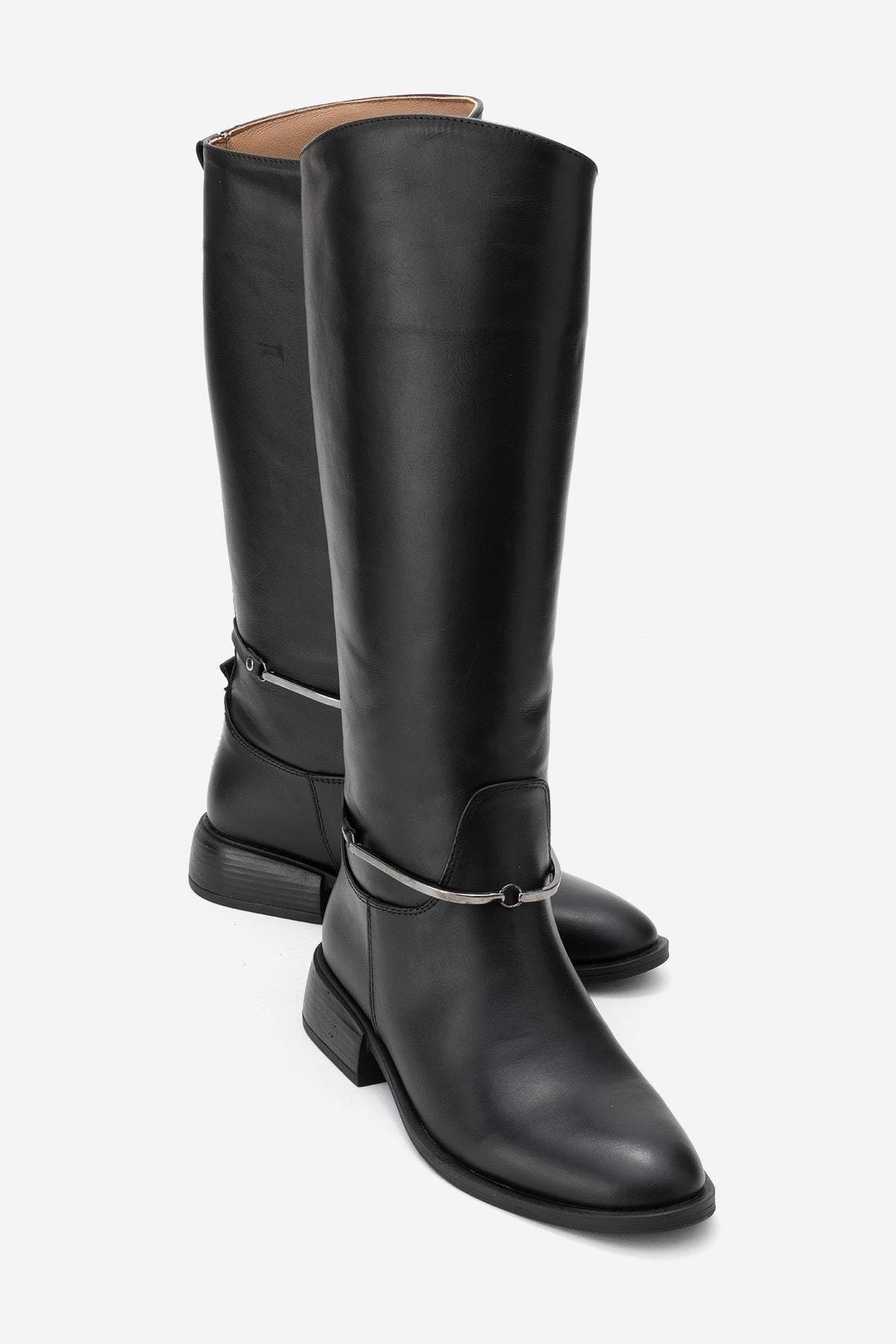 Forever & Always Shoes Ansel Leather Riding Boot, Alternate, color, Black