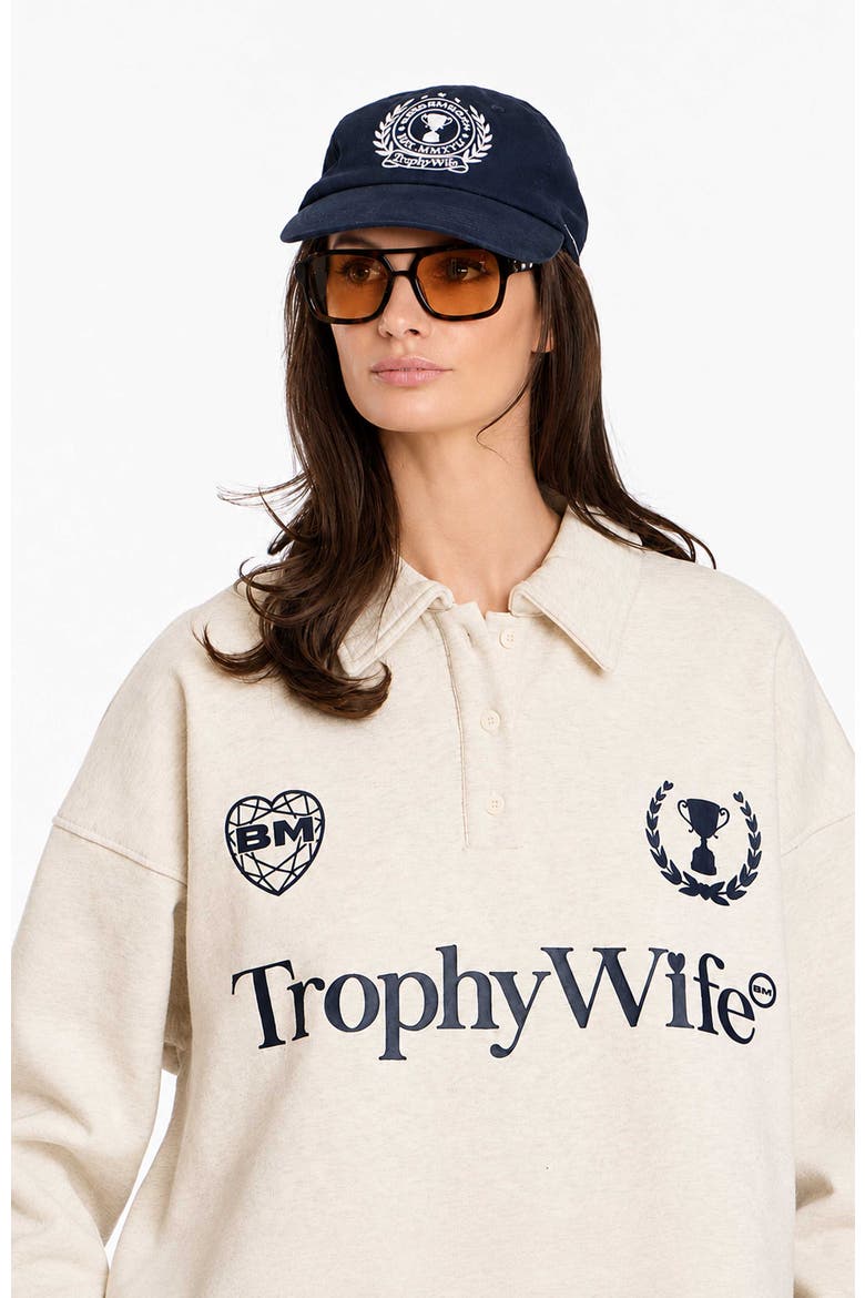 Trophy Wife Crest Dad Hat, Alternate, color, Navy
