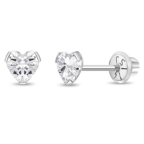In Season Jewelry 14k Tiny Cubic Zirconia Heart Earrings In April