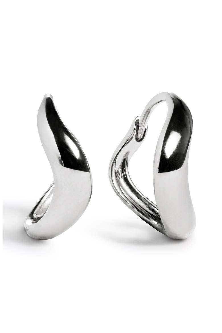 Swirl Huggie Hoop Earrings, Main, color, STERLING SILVER