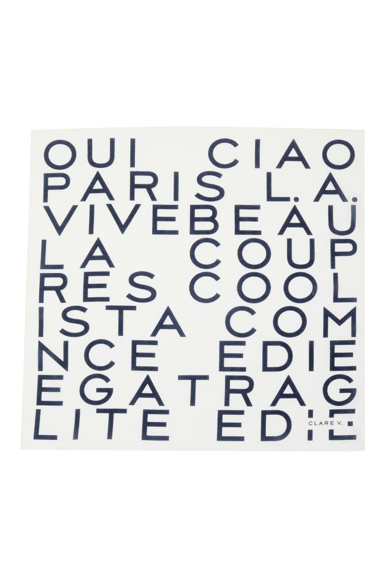 Le Text Cotton Bandana, Alternate, color, CREAM/ NAVY