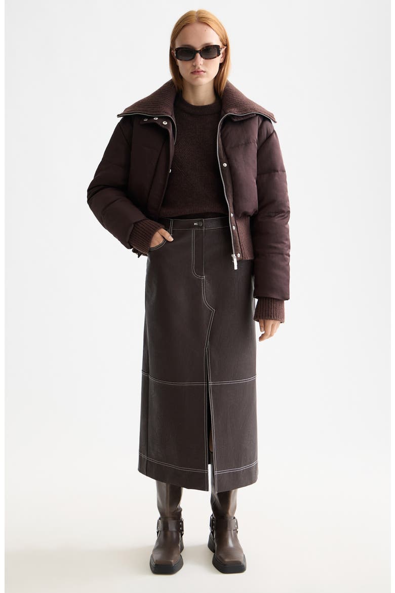 Faux Leather Midi Skirt, Alternate, color, CHOCOLATE PLUM